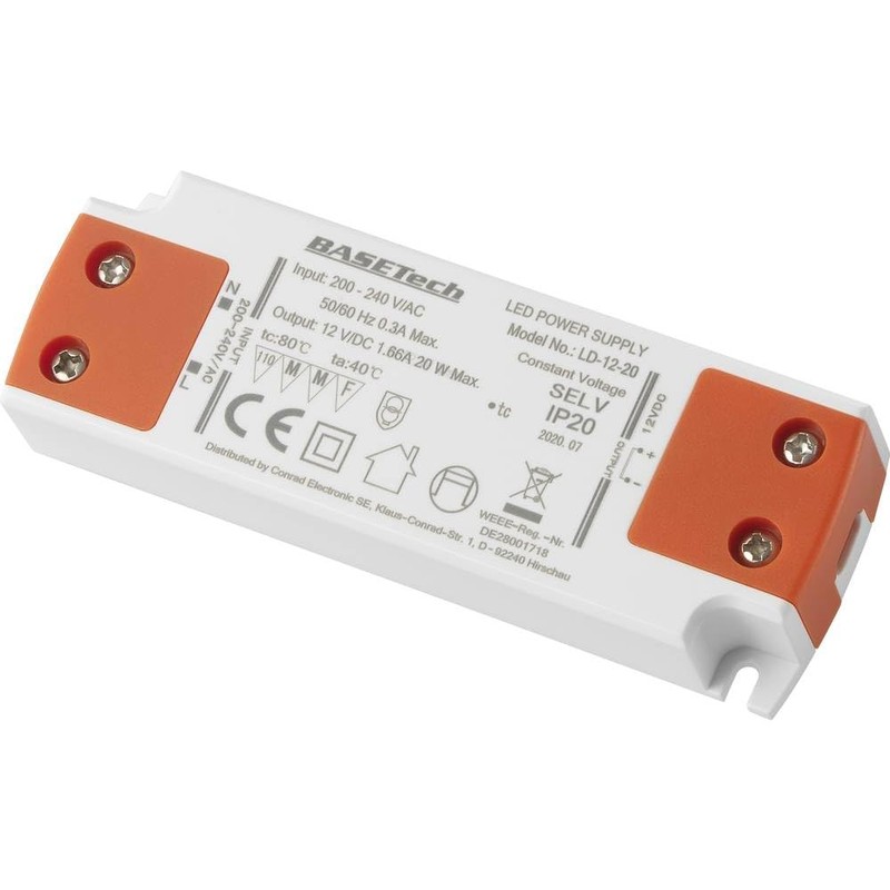 LED Transformer Basetech LD-12-20 BT-2265916