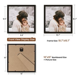 Heimlove 10x10 Picture Frame Set of 5,Black Photo Frames Display 10"x10" Pictures,Picture Frames 10x10 Wall Gallery Collage Tabletop or Wall Mount,Poster Frame Display for Certificate Document