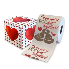 Printed TP Coz We're POO-Fect Romantic Toilet Paper – Funny, Unusual, Valentine Gag Gift for Him, Her, Boyfriend, Girlfriend, Husband, Wife. Valentine's Day Bathroom Decor Joke Prank - 500 Sheets