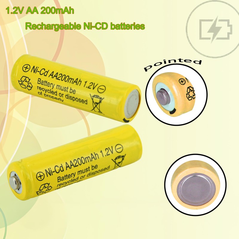 Yibatopow 16 Packs AA 200mAh Ni-CD 1.2V Rechargeable Batteries, Pre