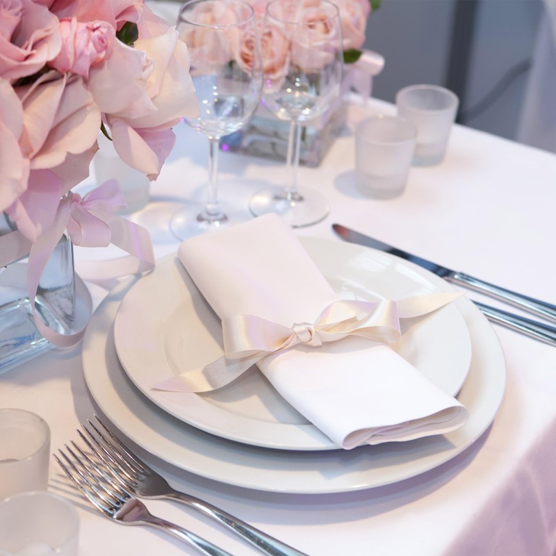 Sourcing Map 50pcs White Satin Polyester Square Table Napkins, 17x17