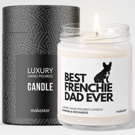 Frenchie Gifts for Men - Luxury Soy Wax - Vanilla, Jasmine, Sugared Almond - Makester