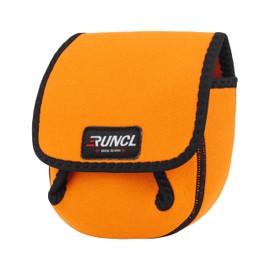 RUNCL Spinning Reel Bag – Protective Storage Pouch for Baitcasting Reels & Spinning Reels, Lightweight & Durable, Ideal for Freshwater & Saltwater Fishing Trips (orange& Black)
