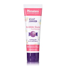 Himalaya Pasta de dientes Botanique Kids con xilitol, sabor a chicle - Pasta de dientes suave sin flúor - Vegana, sin gluten, sin SLS, sin sabores artificiales ni colorantes