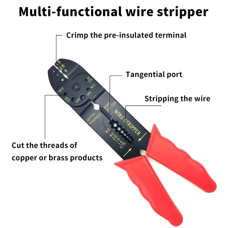 ASIRYVA 1 Pcs 4-Way Wire Crimping Tool, Multifunctional Cable Stripper