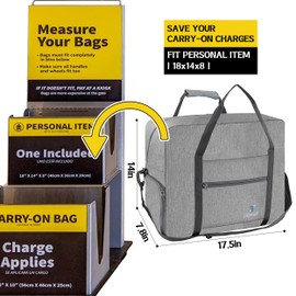 Travel Tote Bag Foldable Travel Duffel Bag For Spirit Airlines Personal Item Bag, Weekender Bags for Men Women with Shoe Compartment, Carry on Overnight Bag(Snow Gray)