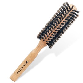 Wild Boar Bristle Round Hair Brush Hair Curler - For Women,MenBeard, Kid, Dry, Wet, Fine, Thick, Curly Hair Styling, Adding Hair Volume and Shine (Large)