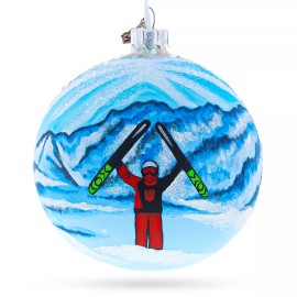 BESTPYSANKY St. Anton Ski Resort, Austria Glass Ball Christmas Ornament 4 Inches