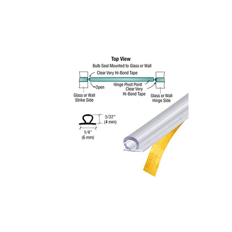CRL Shower Door Translucent Vinyl Bulb Seal with Pre-Applied Tape