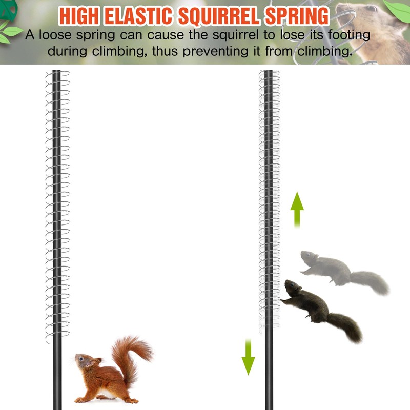 Qualirey 6 Pcs Metal Squirrel Baffle Squirrel Proof Spring for