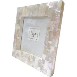 Tizo 3"x3" Square White Mother of Pearl Frame, Made in Italy