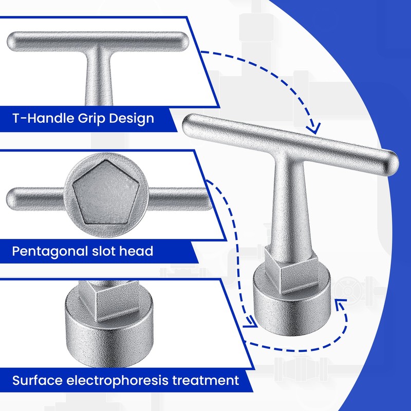 Enhon Curb Box Wrench for Pentagon Curb Boxes, Water Meter