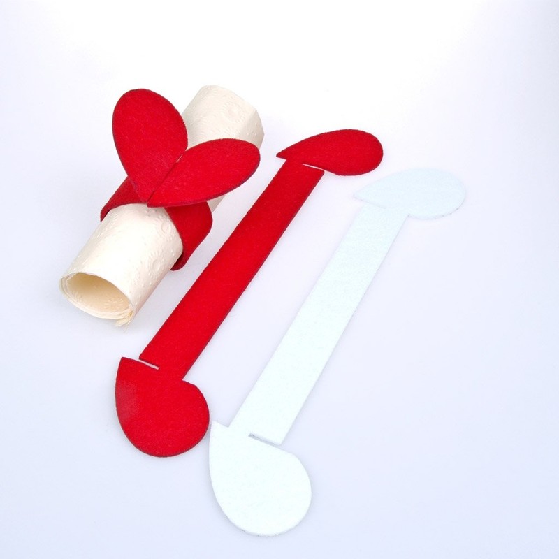 Deko und Band Felt Napkin Rings – Heart – Red