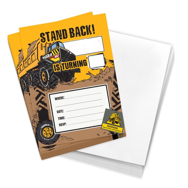 Desert Cactus Tonka Trucks Construction Invitations Invites Happy Birthday Cards