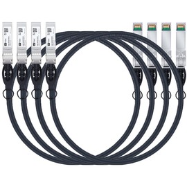 H!Fiber.com Pack of 4, 10Gb/s SFP+ DAC Cable, 2 Metre (6.6 ft), 10GBase-CU Passive Direct Copper Twinax SFP+ Cable for Cisco SFP-H10GB-CU2M, Ubiquiti, Netgear, and Other Open Switches and NIC
