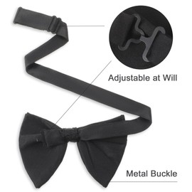 Black Bowties Men, Oversized Bow Tie for Men, Pre-tied Adjustable Formal Tuxedo Silk Bowtie for Wedding Banquets Formal Wear