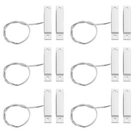 6 Sets Magnetic Reed Switch MC-32 NC Surface Mount Wired Security Door Window Alarm Door Window Contact Sensor for Home Security Burglar Alarm Systems (White)