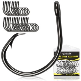 Dovesun Circle Hooks Saltwater 25pcs, 3X Strong Circle Fishing Hooks for Catfish in-line Catfish Hook for Striper, Mackerel, Bass, Tuna 5/0