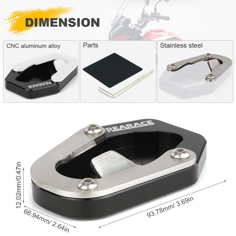 REARACE Motorcycle Kickstand Enlarger Fit for Royal Enfield Himalayan 450
