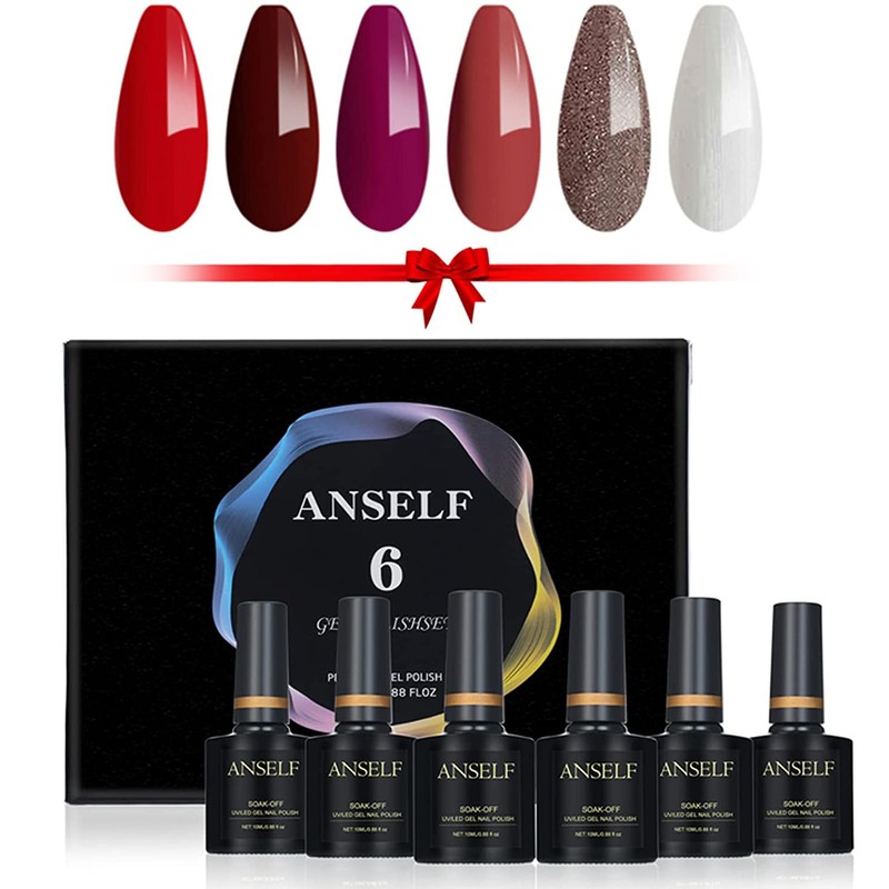 Anself 6PCS/Set Gel Nail Polish Set Multi-colors Odorless Long Lasting