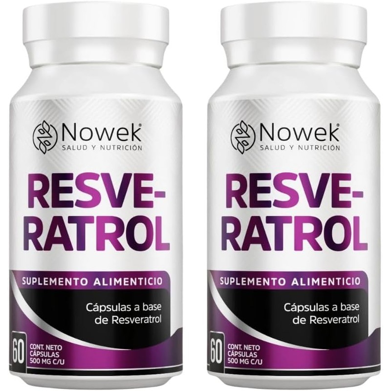 Nowek Resveratrol 60 Cápsulas Suplemento Alimenticio Ingredientes Naturales 3 Frascos