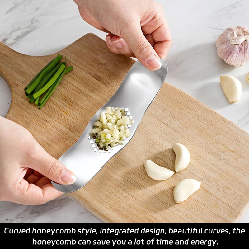 3pcs Set Garlic Crusher Garlic Press Dishwasher Safe, Stainless Steel