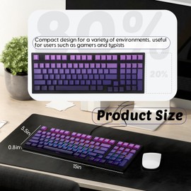 Relaxweex Wired Gaming Keyboard 97 Keys Mechanical Keyboard, Hot Swappable Keyboard, RGB Backlit, Side Printed Gradient Color PBT Keycaps, for PC Gamer, Typist(Gradient Purple)