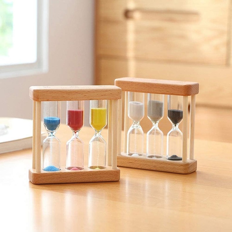 Xinjincang Khaki Creative 1/3/5 Minute Wooden Sand Glass Hourglass Timer