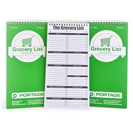 Portage Grocery List Notepad â Spiral Top Shopping List Pad, Grocery List Notebook with Lined Paper & Checklist for Shopping List, Simple Category Format So You Never Forget Anything Again - 4 x 8 Inches, 140 Pages, 70 Sheets (Pack of 3)