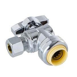 LittleWell AASPF8CP6 Angle Stop Push-Fit Valve, 1/2 Inch Push Fit x 3/8 Inch Compression, Chrome Finish w/Metal Handle