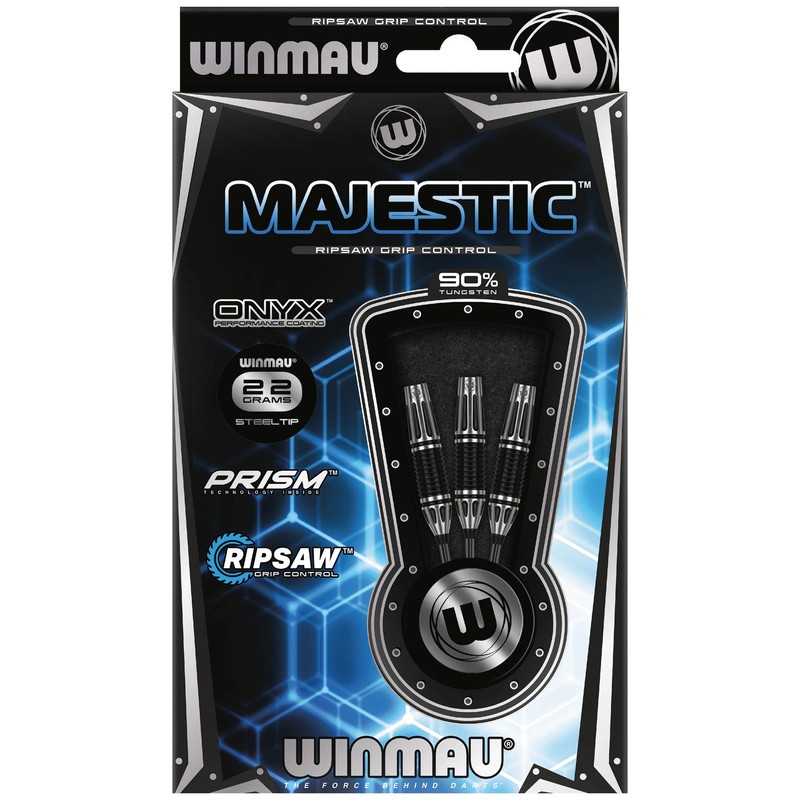 WINMAU Majestic 22g Professional Tungsten Steeltip Darts Set with Flights