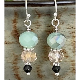 Silver, Black, Iridescent Green and Champagne Crystal Earrings. Jewelry Earrings for Women #3298FE3913