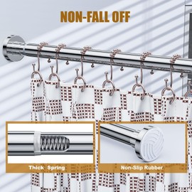 Ausemku Shower Curtain Rod 26-76 Inch Adjustable - 0.85 Inch Diameter Heavy Duty Spring Tension Rod, No Drill Stainless Steel Telescoping Rod, Anti Rust, Non Slip, Silver
