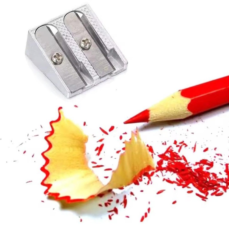 マグネシウム鉛筆削りサバイバル、1/12個 手持ち鉛筆削り、金属鉛筆削りマグネシウム、2穴鉛筆削り マグネシウム合金ウェッジプロファイル、マグネシウム合金鉛筆削り