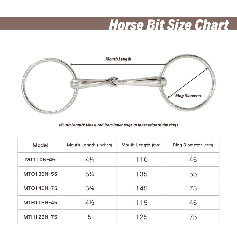 BARN & STABLE Horse Snaffle Bit Durable H-Ring Bit for