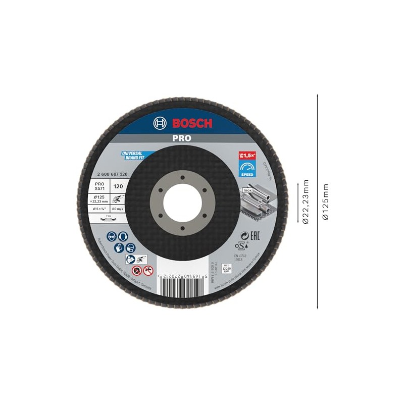 Bosch 1x PRO Metal X571 Flap Disc Angled Version Fiber