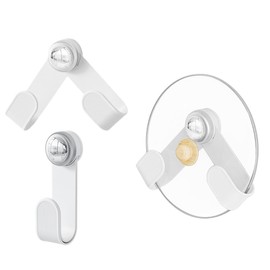 Ruayia Rotating Pot Lid Holder, Adjustable Wall Hook with Suction Cup, Chopping Board Holder, Kitchen Storage Holder, Multifunctional Hook, White