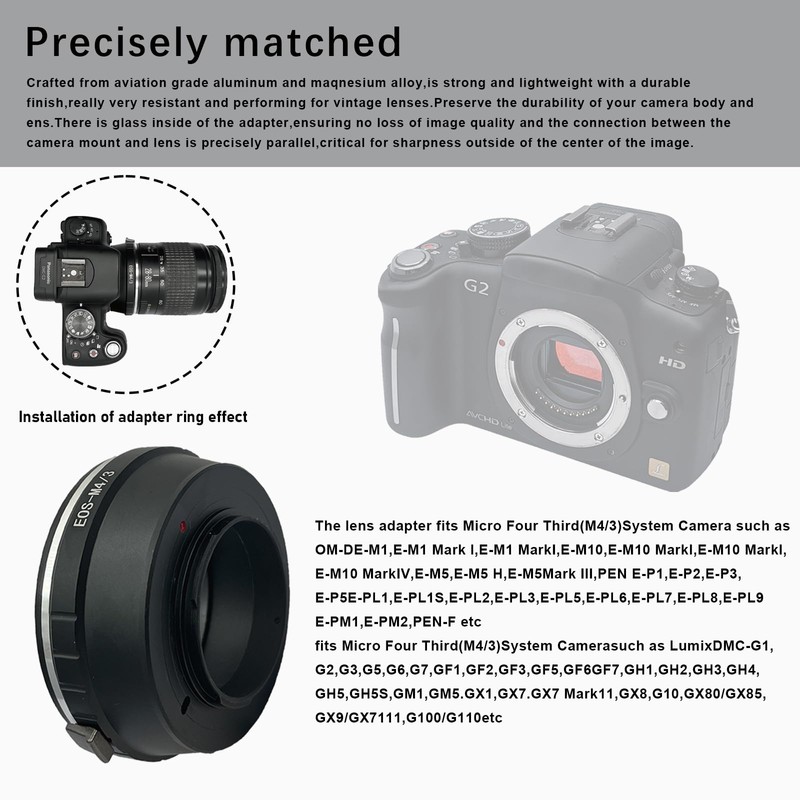 EOS-M4/3 Lens Adapter Compatible with EF, EF-S Lens to Micro
