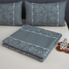 Queen Size Quilt, Embossed Floral and Grid Reversible Bedspread Set,