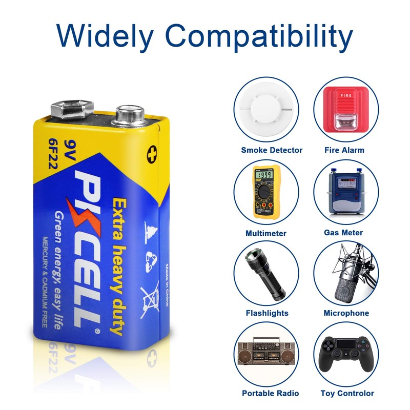 PKCELL 9V Dry Battery (100 Count)– Ultra Long-Lasting 9 Volt