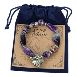 BlueRica Mother Gift Bracelet with Sentimental Message Velvet Pouch - Milestone Collection, One Size, Cotton, no gemstone