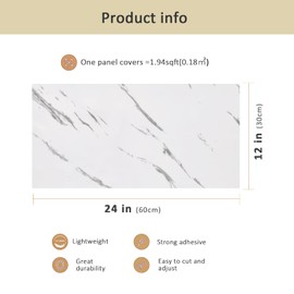 FINECRAFT DECOR 19,4 sqft Peel Stick Backsplash, Peel Stick Tile, Kitchen Backsplash Tiles Peel and Stick, Peel & Stick Wall Tiles, Peel and Stick Backsplash Kitchen (24x12 10Pc, White Himalaya)