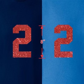 8" Red & Pink & Purple Shades Glitter Iron on Numbers for Clothing,Jersey Numbers,Iron on Numbers for Jersey Heat Transfer Numbers for Sports Uniform Baseball Football T-Shirt (Style A) (Red_2)