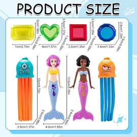 EOYVAIL Tauchringe & Spielzeuge,8-teiliges Tauchspielzeug, Meerjungfrau für Kinderschwimmbecken, die im Wasser spielt, um Edelsteine ​​zu finden, Schatzkiste