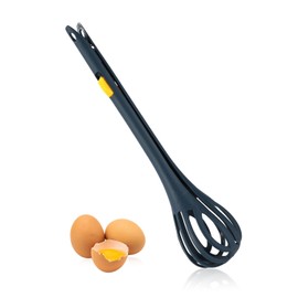 2-in-1 Egg Whisk & Serrated Food Clip, Plastic Egg Beaters Ergonomic Design Food Tongs, Multipurpose Kitchen Gadget for Baking, Mixing Milk, Salad, Cream & Gripping Bread/Pasta(Navy Blue)