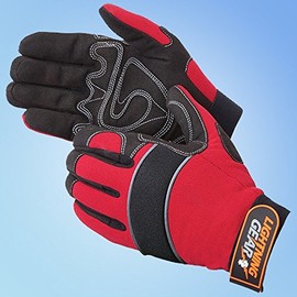 Crimson Warrior Mechanic's Gloves, Red/Black, MD, pair