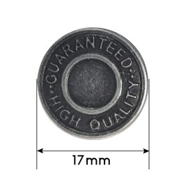 Trimming Shop 8 x Jeans Stud Buttons 17mm Wide Gun Metal Colour, Replacement for Missing Buttons on Jeans, Jackets, Clothes