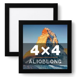 ALIOBLONG 4x4 Picture Frame Set of 2,Black Photo Frame for 4x4 Without Mat,Thin Border Square Frame,Horizontal and Vertical Formats for Wall Mount or Tabletop with Shatter-Resistant Acrylic Sheet