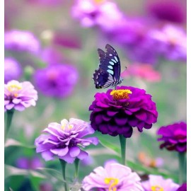 200 + Zinnia Seeds / Purple Prince /  Flower Seeds / Non -GMO / Butterflies