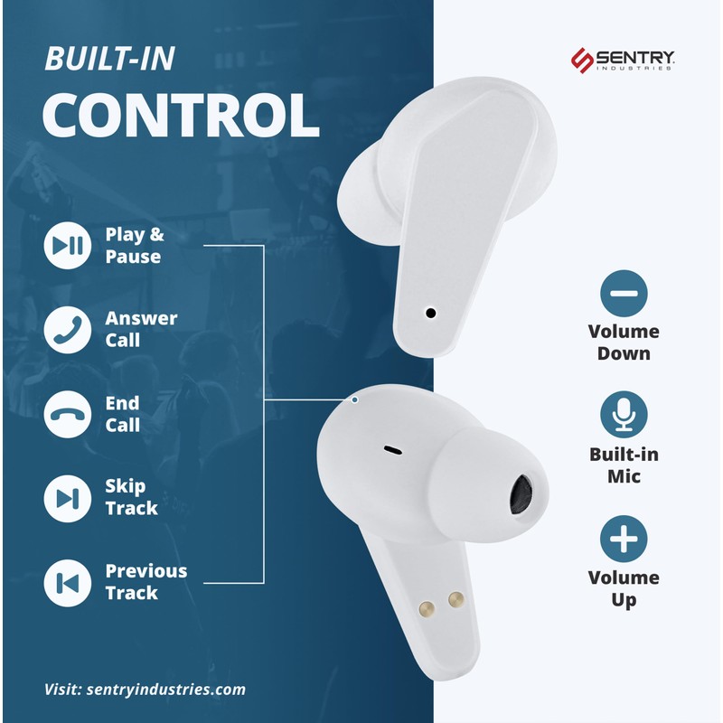 SENTRY OSE Wireless Stem Earbuds, Active Noise Canceling, -20 dB